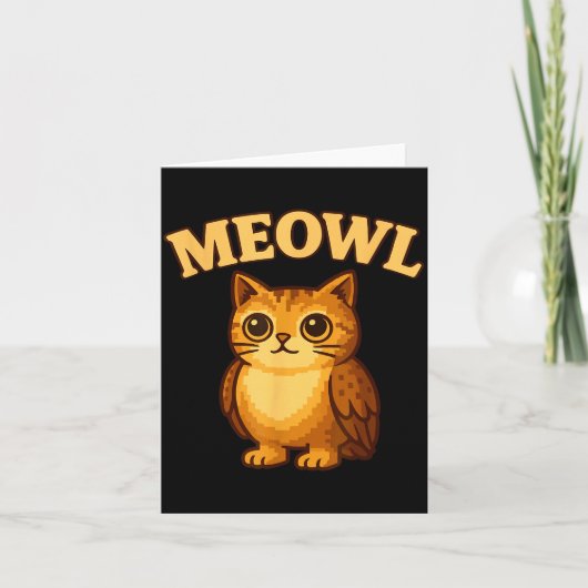 Meowl - Funny Meow Cat Owl Brainrot Meme Teen Kids Kaart (Voorkant)