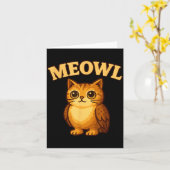 Meowl - Funny Meow Cat Owl Brainrot Meme Teen Kids Kaart (Gele Bloem)