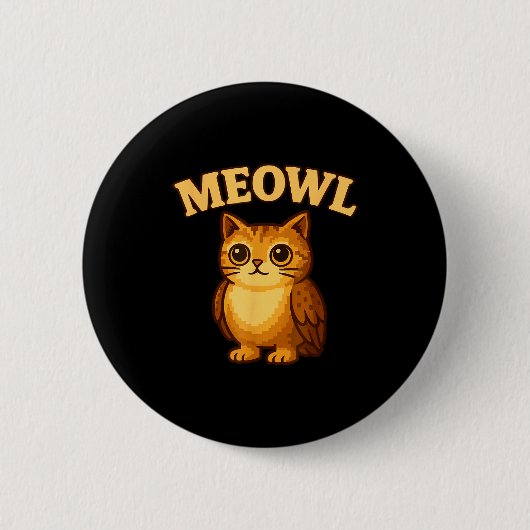 Meowl - Funny Meow Cat Owl Brainrot Meme Teen Kids Ronde Button 5,7 Cm (Voorkant)