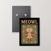 Meowl - Grappige Meow Kat Uil Brainrot Meme Button (Voorkant / Achterkant)