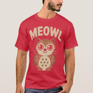 Meowl Kat Uil Hybride Grappige Meme Hersenrot Gen T-shirt