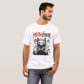 Meowlayer Cat Metal Doodle Illustration T-shirt (Voorkant volledig)