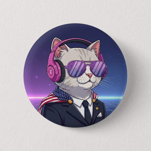 Meowllennial Patriot – Gen Z Cat Button (Voorkant)