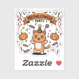 Meowloweenfeest - Dansende kat Halloween Sticker
