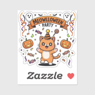 Meowloweenfeest - Dansende kat Halloween Sticker