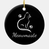 Meowmaste Cat Yoga Ceramic Ornament - Round BLK (Achterkant)