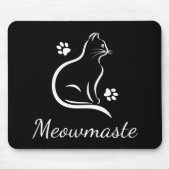 Meowmaste Cat Yoga Mousepad Black Muismat (Voorkant)