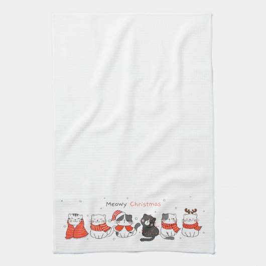 Meowmy Kerstmis! Keukenhanddoeken (Verticaal)