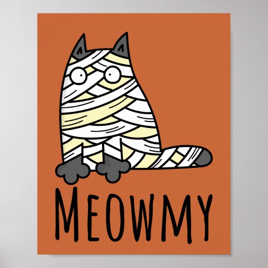 Meowmy Mummy Cat - Funny Pet Halloween Poster (Voorkant)