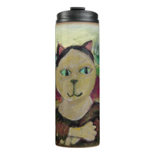 Meowna Mona Lisa Epic Cat Classic Geschilderde Kun Thermosbeker