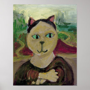 Meowna Mona Lisa Leuk Klassiek Kattenschilderij Poster