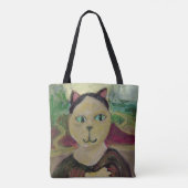 Meowna Mona Lisa Leuk Klassiek Kattenschilderij Tote Bag (Achterkant)