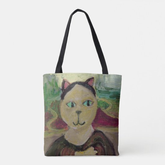 Meowna Mona Lisa Leuk Klassiek Kattenschilderij Tote Bag (Achterkant)