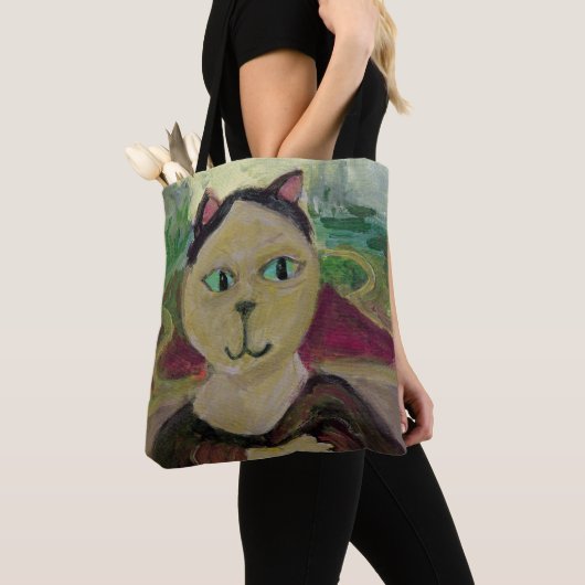Meowna Mona Lisa Leuk Klassiek Kattenschilderij Tote Bag (Dichtbij)