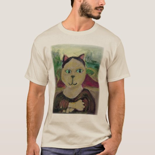 Meowna Mona Lisa Leuke Kat Klassieke Schilderkunst T-shirt (Voorkant)