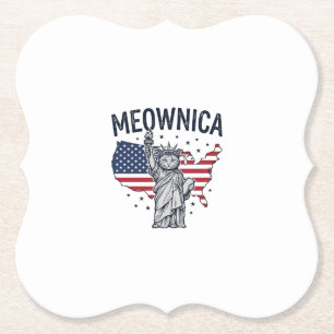 Meownica Patriottische Kat Vintage Vector Design_1 Kartonnen Onderzetters