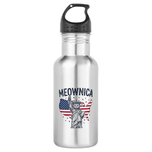 Meownica Patriottische Kat Vintage Vector Design_1 Waterfles