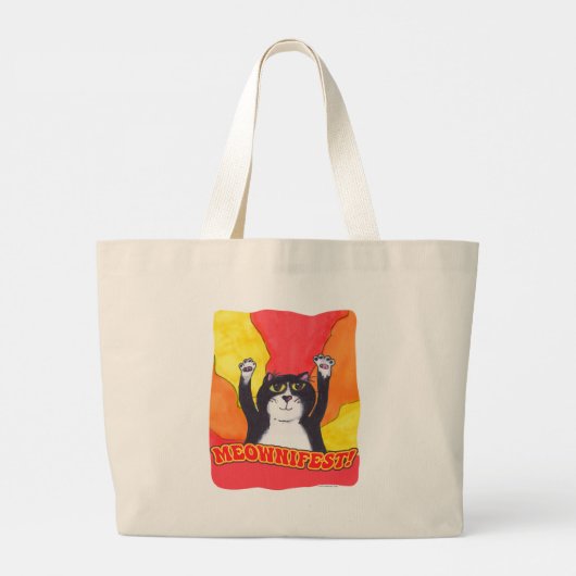 Meownifest Epic Cat Piedere Cool Slogan Art Grote Tote Bag (Achterkant)
