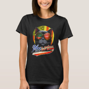 Meowrica Black Cat Zonnebril USA Vlag 4th of Jul T-shirt