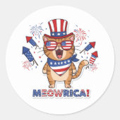 Meowrica! Patriotic Cat Sticker (Voorkant)