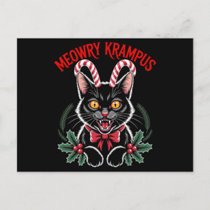 Meowry Krampus Kerstmis Zwarte Kat Kerststok Kerst Feestdagenkaart