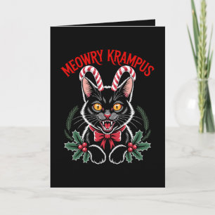 Meowry Krampus Kerstmis Zwarte Kat Kerststok Kerst Kaart