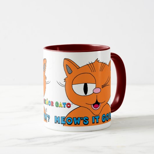 Meows it going? Cartoon Cat Señor Gato Mok (Voorkant rechts)