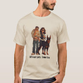 Meows & Muscle – Grappige Kat Vader & Dobermann Mo T-shirt (Voorkant)