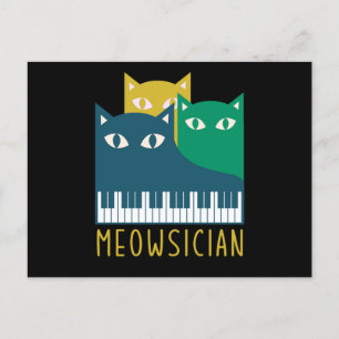 Meowsician Piano Keyboard Cat Kitten Lover Gift Briefkaart