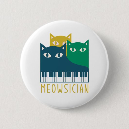 Meowsician Piano Keyboard Cat Kitten Lover Gift Ronde Button 5,7 Cm (Voorkant)