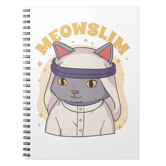 MEOWSLIM MUSLIM CARTOON CAT WEARING ARABIC GARMENT NOTITIEBOEK (Voorkant)