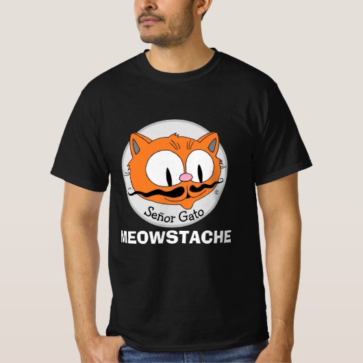 MEOWSTACHE Mustache Cat Señor Gato Funny T-shirt (Voorkant)
