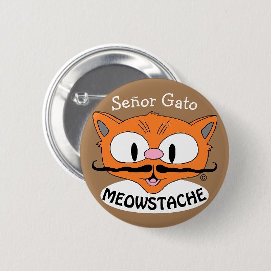 MEOWSTACHE Mustache Cat Señor Gato Ronde Button 5,7 Cm (Voorkant /achterkant)