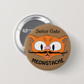 MEOWSTACHE Snorhaar Kat Señor Gato Ronde Button 5,7 Cm (Voorkant /achterkant)