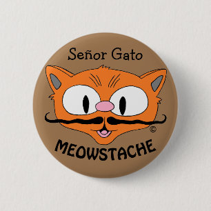 MEOWSTACHE Snorhaar Kat Señor Gato Ronde Button 5,7 Cm