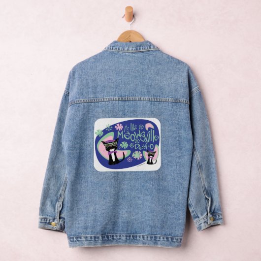 Meowsville Cartoon Beatnik Karakter jaren '50 Kat Denim Jacket (Hangar)