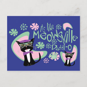 Meowsville Dad-O Beatnik Kat 2 Briefkaart