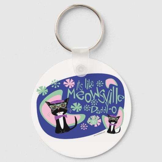 Meowsville Dad-O Beatnik Kat Sleutelhanger (Voorkant)