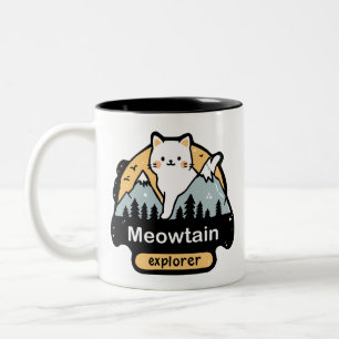 Meowtain Explorer – Ontwerp voor een avontuurlijke Tweekleurige Koffiemok