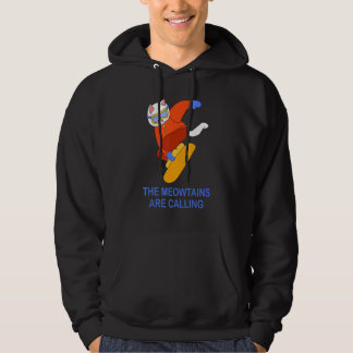 Meowtains Are Calling Cat Snowboarding Snowboard T Hoodie