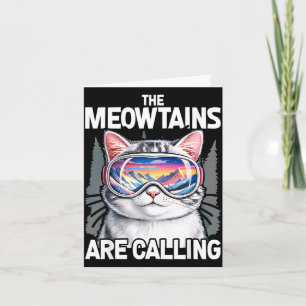 Meowtains bellen grappige skiecateur kattenliefheb kaart