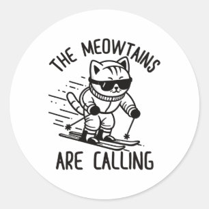 Meowtains noemen grappige skikat sneeuwski lo ronde sticker