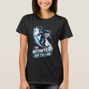 Meowtains roepen Ski Cat Skier Funny Skiing L T-shirt