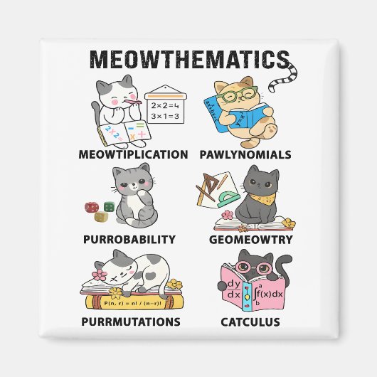 Meowthematics Funny Math Cat Puns For Math Lovers Magneet (Voorkant)