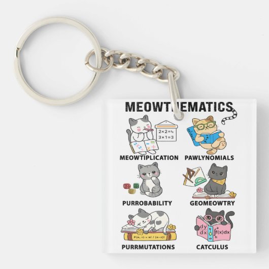 Meowthematics Funny Math Cat Puns For Math Lovers Sleutelhanger (Voorkant)