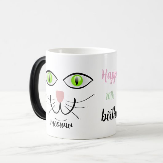 Meoww, Cat Green Eye Modern Happy Pet Magische Mok (Voorkant links)