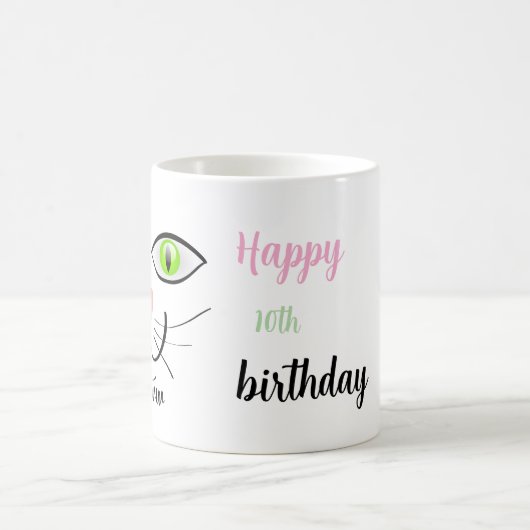 Meoww, Cat Green Eye Modern Happy Pet Magische Mok (Center)