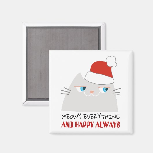 Meowy Alles en Happy Always | Leuke Santa Cat Magneet (Voorkant / Achterkant)