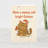 Meowy and Bright christmas Folded Greeting Card Kaart (Voorkant)