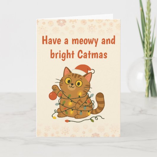 Meowy and Bright christmas Folded Greeting Card Kaart (Voorkant)